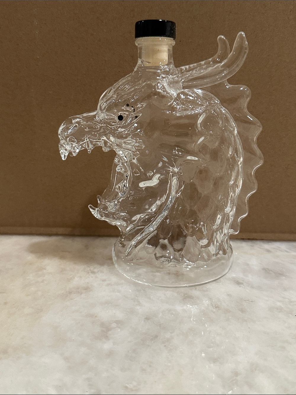 Clear Glass Dragon Head Bottle - Home Art Accent